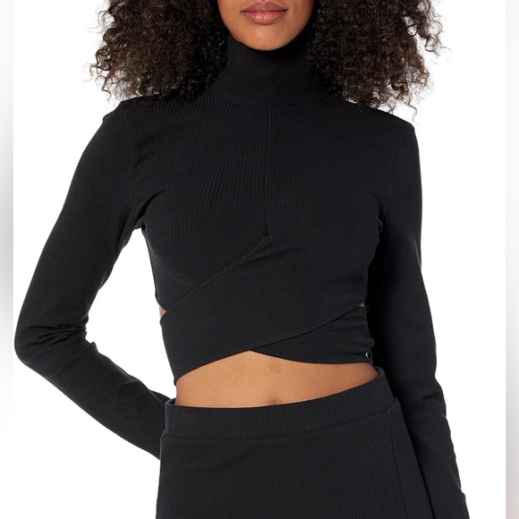 NWT The Drop x Porsha Williams Black Twisted Waist Long Sleeve Crop Top~$30~S - Picture 4 of 10